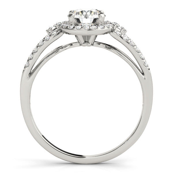 Bespoke Halo Round Diamond Engagement Ring in 10K/14K gold and platinum with certified lab-grown or natural diamonds
