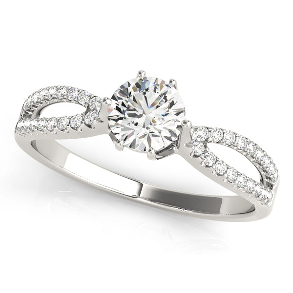 Exquisite Multi-Row Round Diamond Engagement Ring in 10K/14K gold and platinum with certified lab-grown or natural diamonds
