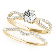 Exquisite Multi-Row Round Diamond Engagement Ring in 10K/14K gold and platinum with certified lab-grown or natural diamonds