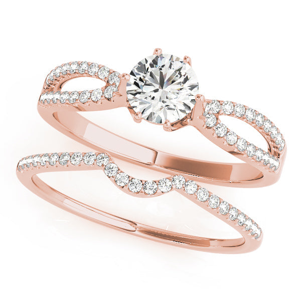 Exquisite Multi-Row Round Diamond Engagement Ring in 10K/14K gold and platinum with certified lab-grown or natural diamonds