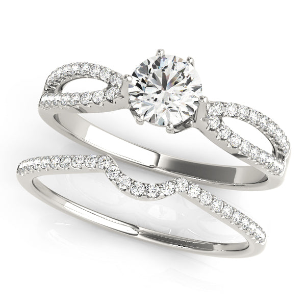 Exquisite Multi-Row Round Diamond Engagement Ring in 10K/14K gold and platinum with certified lab-grown or natural diamonds