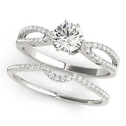 Exquisite Multi-Row Round Diamond Engagement Ring in 10K/14K gold and platinum with certified lab-grown or natural diamonds