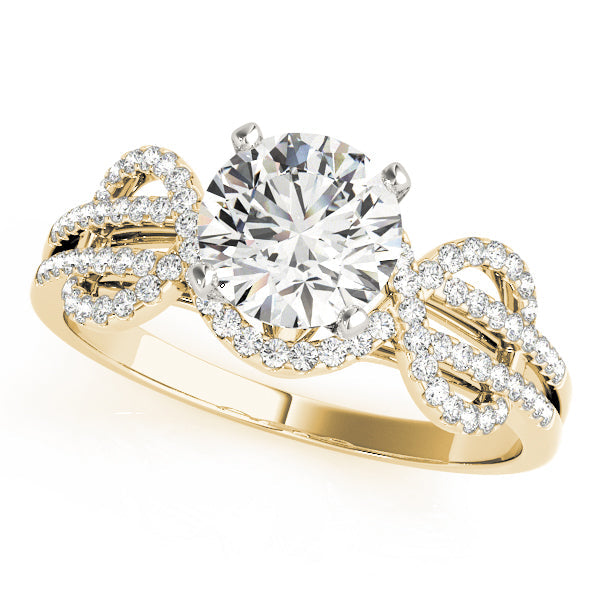 Regal Multi-Row Round Diamond Engagement Ring in 10K/14K gold and platinum with certified lab-grown or natural diamonds