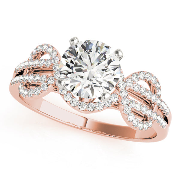 Regal Multi-Row Round Diamond Engagement Ring in 10K/14K gold and platinum with certified lab-grown or natural diamonds