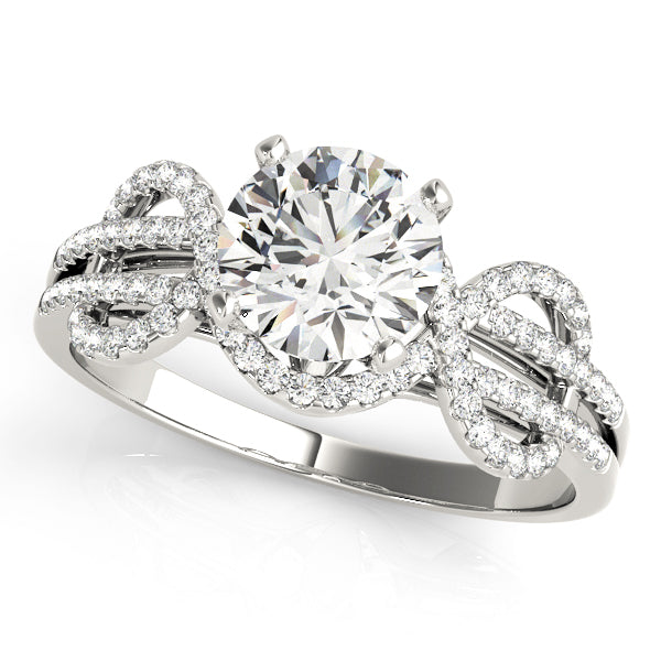 Regal Multi-Row Round Diamond Engagement Ring in 10K/14K gold and platinum with certified lab-grown or natural diamonds
