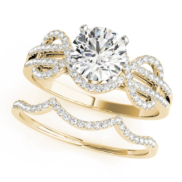 Regal Multi-Row Round Diamond Engagement Ring in 10K/14K gold and platinum with certified lab-grown or natural diamonds
