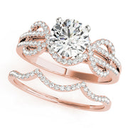 Regal Multi-Row Round Diamond Engagement Ring in 10K/14K gold and platinum with certified lab-grown or natural diamonds