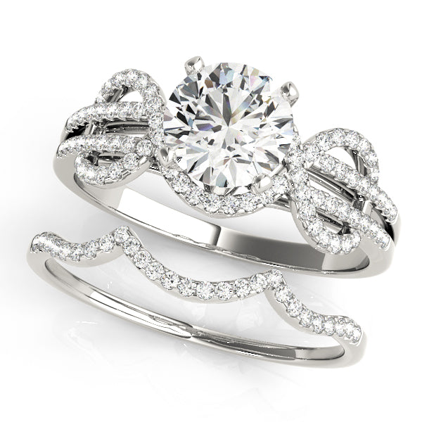 Regal Multi-Row Round Diamond Engagement Ring in 10K/14K gold and platinum with certified lab-grown or natural diamonds