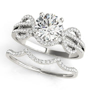 Regal Multi-Row Round Diamond Engagement Ring in 10K/14K gold and platinum with certified lab-grown or natural diamonds