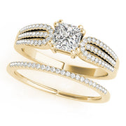 Brilliant Multi-Row Princess Diamond Engagement Ring in 10K/14K gold and platinum with certified lab-grown or natural diamonds