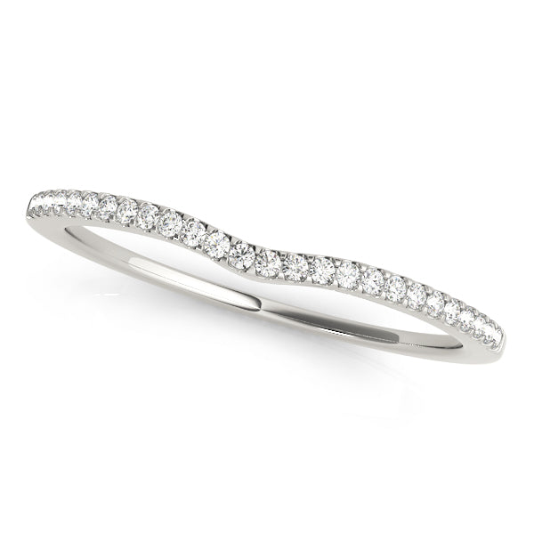 Single Row Curved Half Eternity Ring in Gold & Platinum