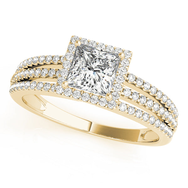 Statement Halo Princess Diamond Engagement Ring in 10K/14K gold and platinum with certified lab-grown or natural diamonds