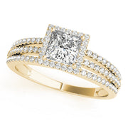 Statement Halo Princess Diamond Engagement Ring in 10K/14K gold and platinum with certified lab-grown or natural diamonds