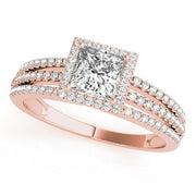 Statement Halo Princess Diamond Engagement Ring in 10K/14K gold and platinum with certified lab-grown or natural diamonds