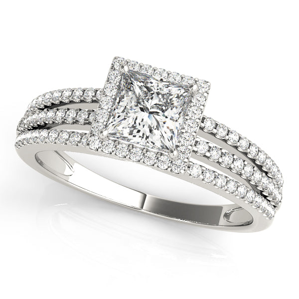 Statement Halo Princess Diamond Engagement Ring in 10K/14K gold and platinum with certified lab-grown or natural diamonds