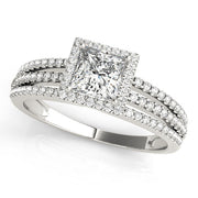 Statement Halo Princess Diamond Engagement Ring in 10K/14K gold and platinum with certified lab-grown or natural diamonds