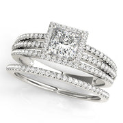 Statement Halo Princess Diamond Engagement Ring in 10K/14K gold and platinum with certified lab-grown or natural diamonds