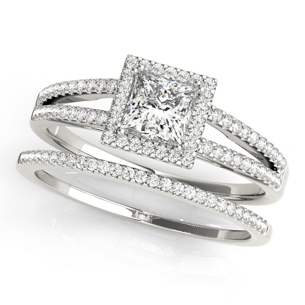 Lustrous Halo Princess Diamond Engagement Ring in 10K/14K gold and platinum with certified lab-grown or natural diamonds