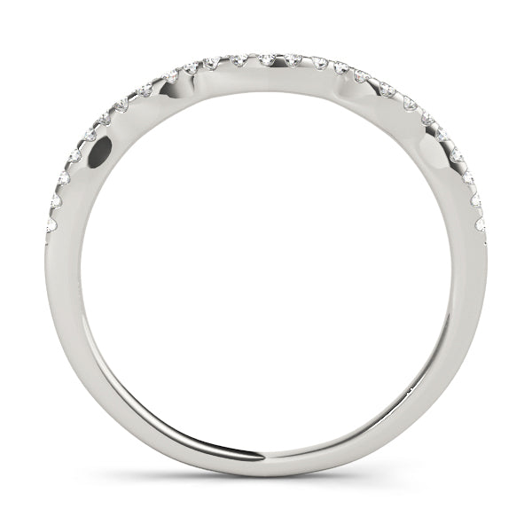 Single Row Curved Half Eternity Ring in Gold & Platinum