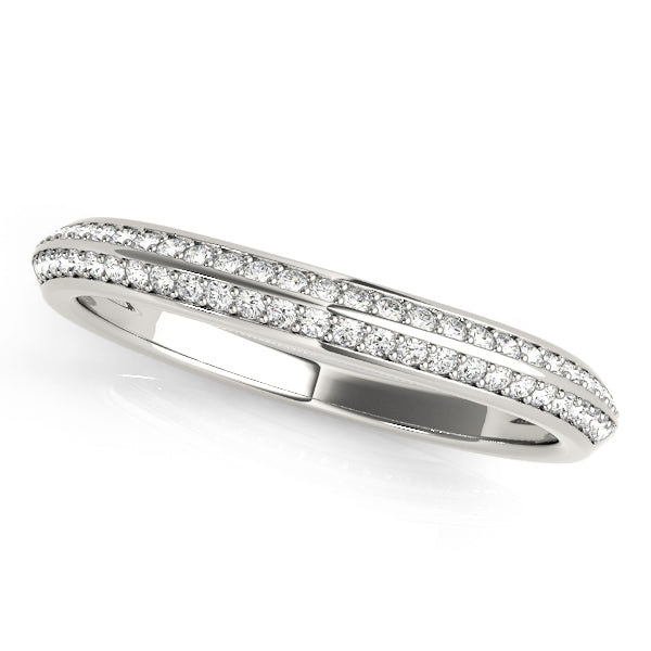 Curved Bands Half Eternity Ring in Gold & Platinum