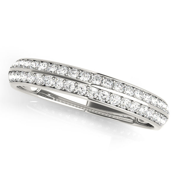 Pave Half Eternity Ring in Gold & Platinum