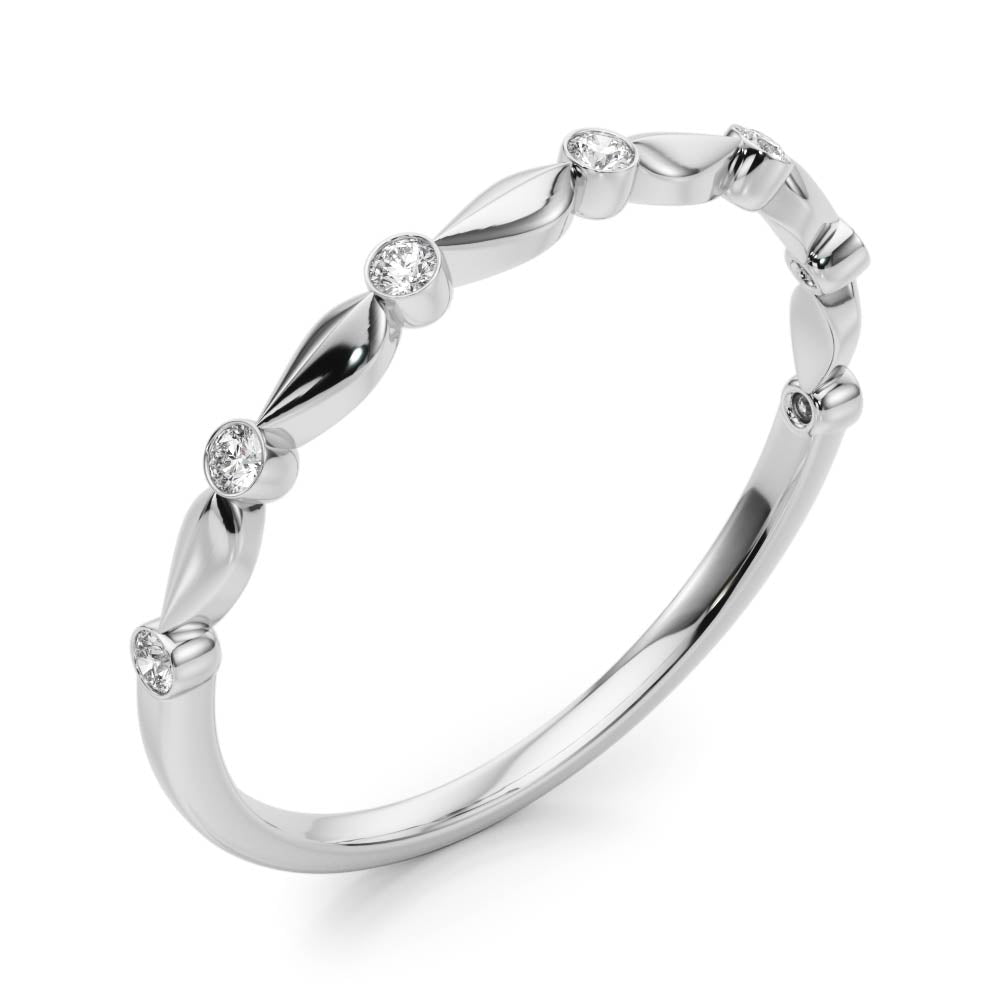 Bezel Set Half Eternity Ring in Gold & Platinum