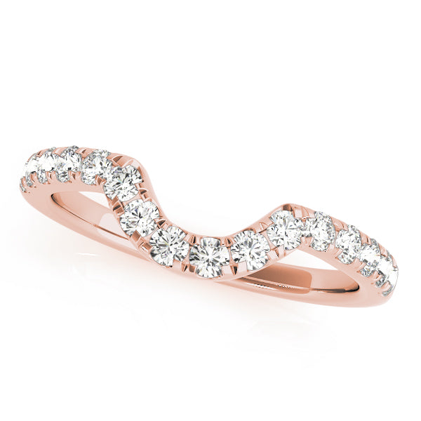 Curved Split Prong Half Eternity Ring in Gold & Platinum
