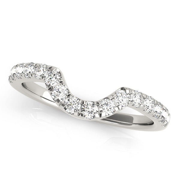 Curved Split Prong Half Eternity Ring in Gold & Platinum