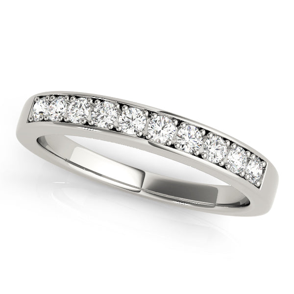 Prong in Channel Half Eternity Ring in Gold & Platinum