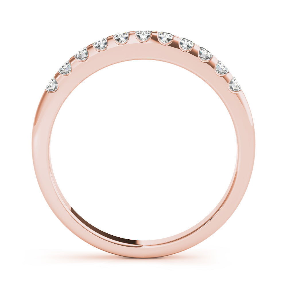 Shared Prong Wedding Half Eternity Ring in Gold & Platinum