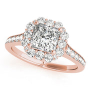 Radiant Halo Princess Diamond Engagement Ring in 10K/14K gold and platinum with certified lab-grown or natural diamonds