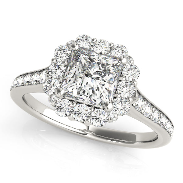 Radiant Halo Princess Diamond Engagement Ring in 10K/14K gold and platinum with certified lab-grown or natural diamonds