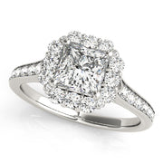 Radiant Halo Princess Diamond Engagement Ring in 10K/14K gold and platinum with certified lab-grown or natural diamonds