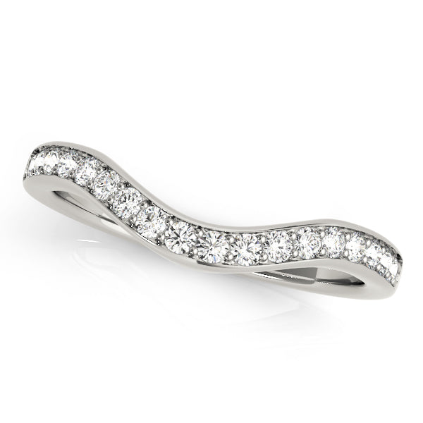 Curved Prong in Channel Half Eternity Ring in Gold & Platinum