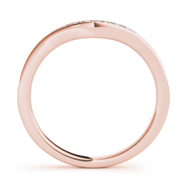 Curved Prong in Channel Half Eternity Ring in Gold & Platinum