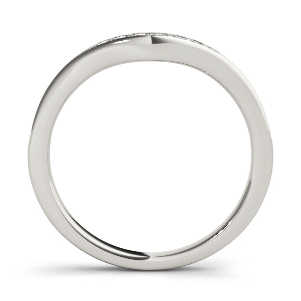 Curved Prong in Channel Half Eternity Ring in Gold & Platinum