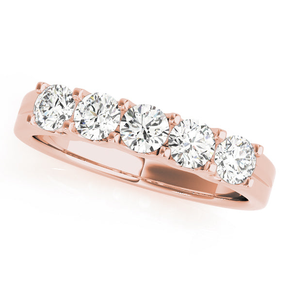 5-Stone U-Prong Half Eternity Ring in Gold & Platinum