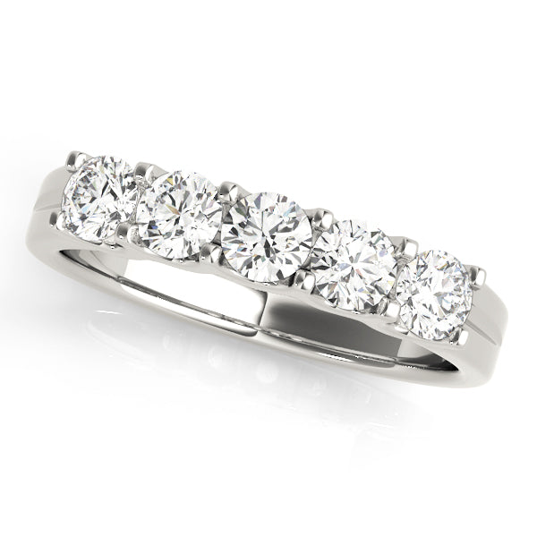 5-Stone U-Prong Half Eternity Ring in Gold & Platinum