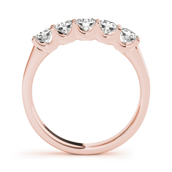 5-Stone U-Prong Half Eternity Ring in Gold & Platinum