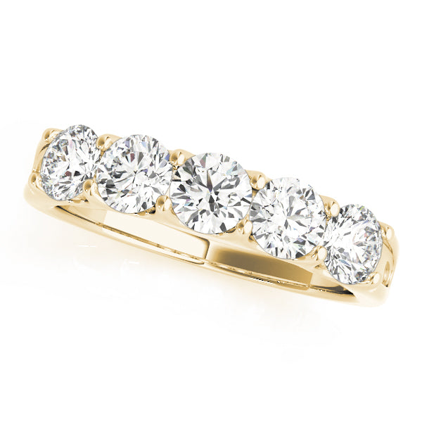 5-Stone Shared-Prong Half Eternity Ring in 10K/14K gold and platinum with certified lab-grown or natural diamonds