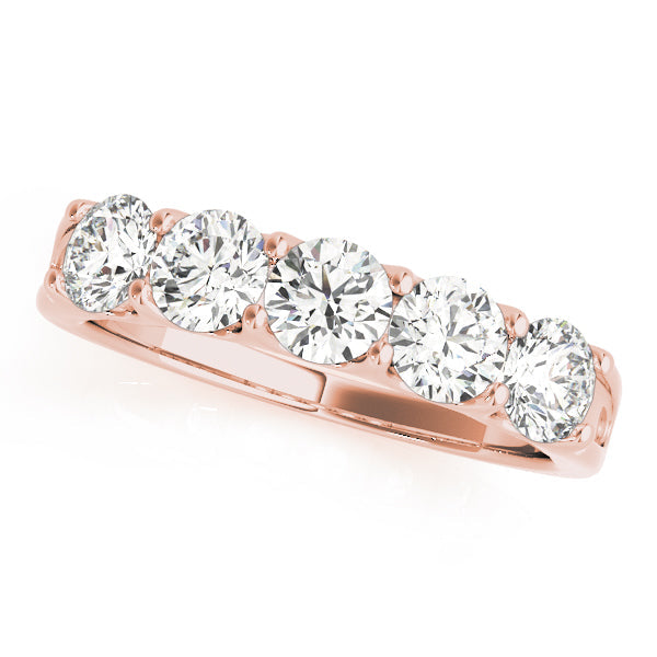 5-Stone Shared-Prong Half Eternity Ring in Gold & Platinum