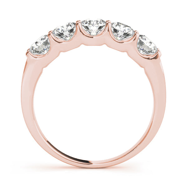 5-Stone Shared-Prong Half Eternity Ring in Gold & Platinum