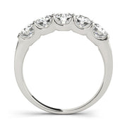 5-Stone Shared-Prong Half Eternity Ring in Gold & Platinum