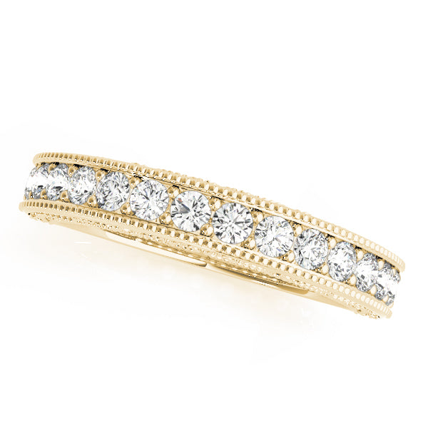 Vintage-Inspired Milgrain Half Eternity Ring in 10K/14K gold and platinum with certified lab-grown or natural diamonds