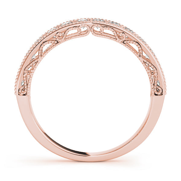 Vintage-Inspired Milgrain Half Eternity Ring in Gold & Platinum