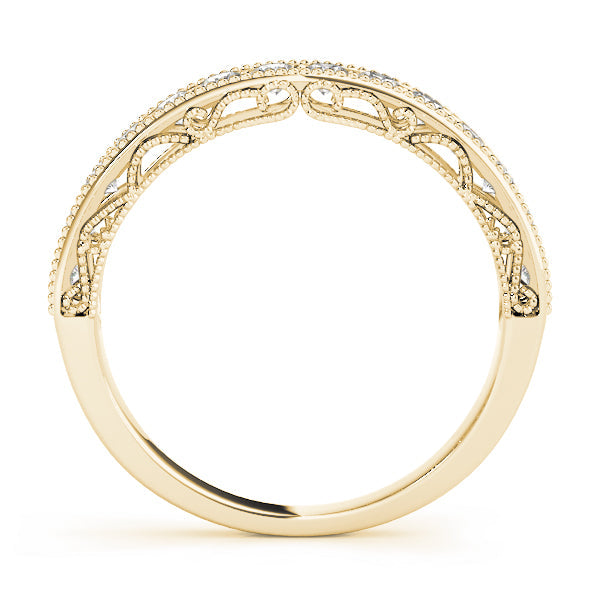 Vintage-Inspired Milgrain Half Eternity Ring in Gold & Platinum