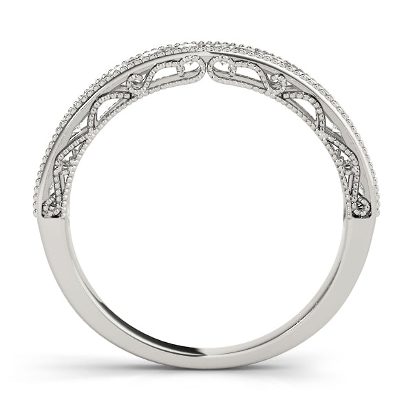 Vintage-Inspired Milgrain Half Eternity Ring in Gold & Platinum