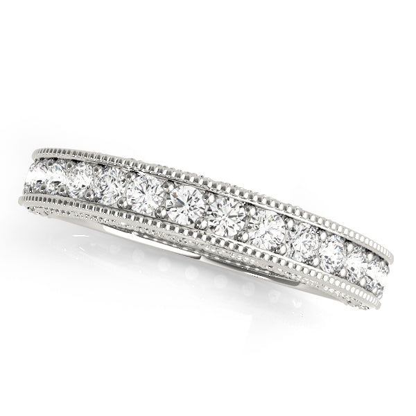 Vintage-Inspired Milgrain Half Eternity Ring in Gold & Platinum