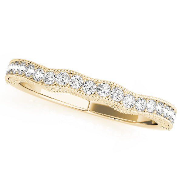 Curved Milgrain Half Eternity Ring in 10K/14K gold and platinum with certified lab-grown or natural diamonds