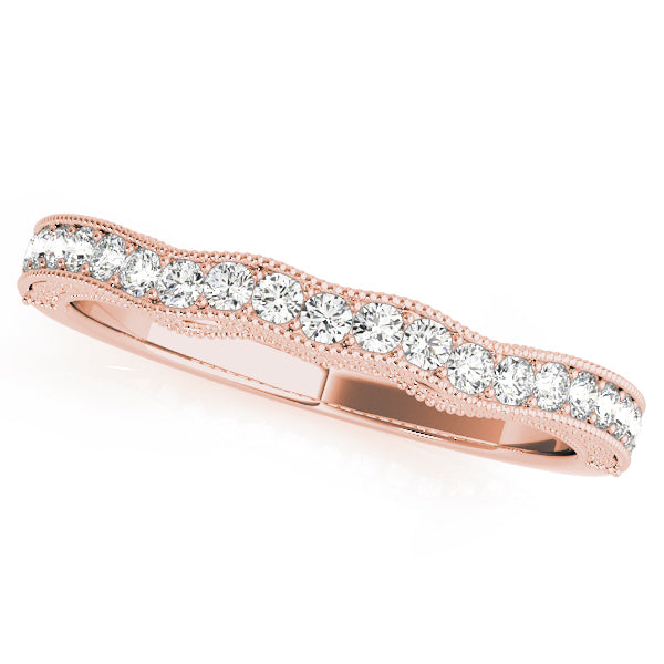 Curved Milgrain Half Eternity Ring in Gold & Platinum